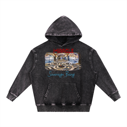 SOVEREIGN BEING  ALBUM ART  HOODIE (Miracle) - Snow Wash Hand-Frayed Heavyweight  Hoodie