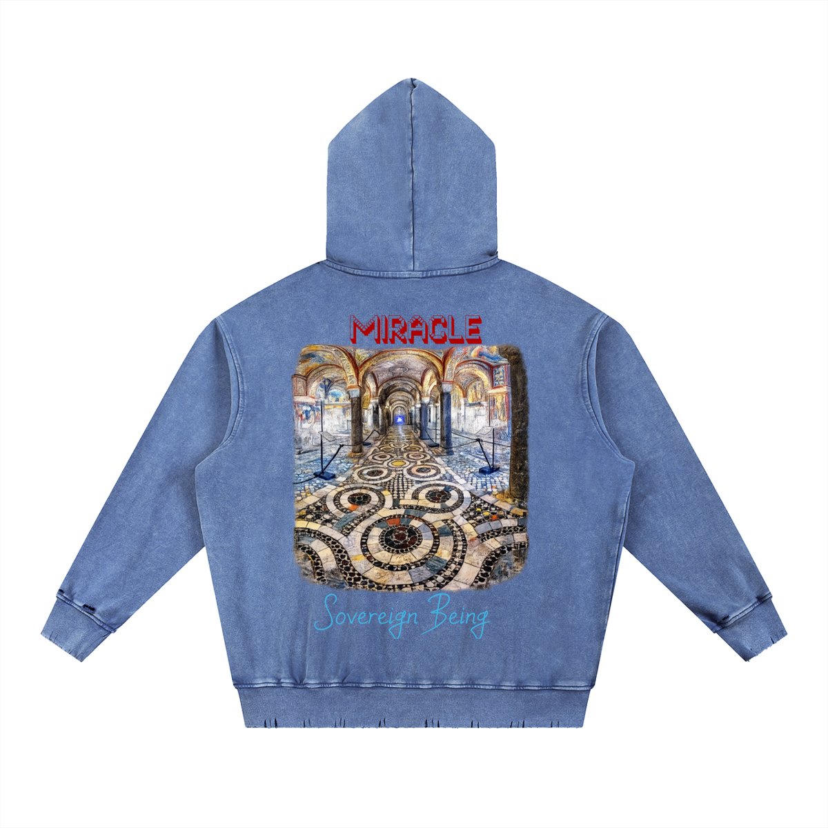 SOVEREIGN BEING  ALBUM ART  HOODIE (Miracle) - Snow Wash Hand-Frayed Heavyweight  Hoodie