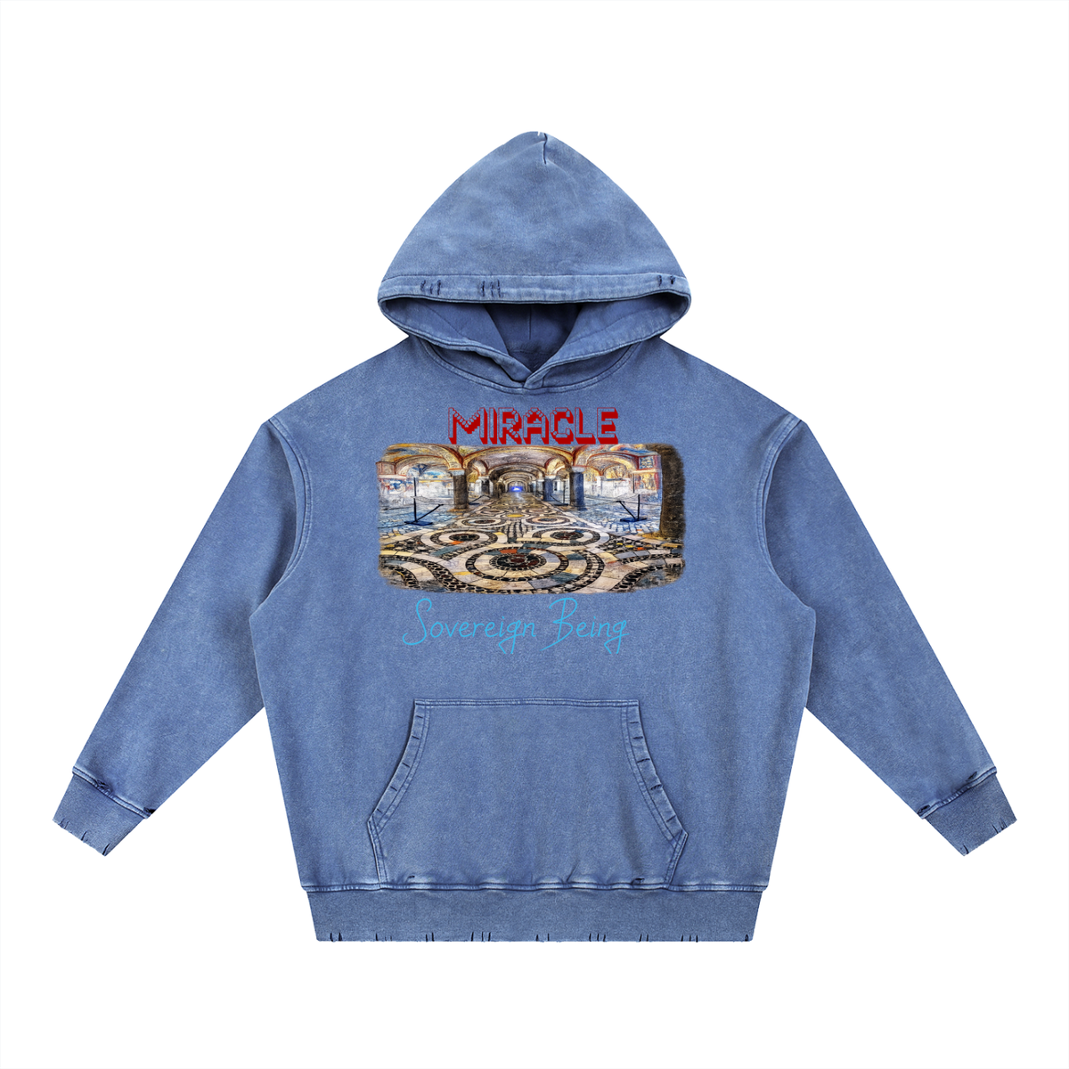 SOVEREIGN BEING  ALBUM ART  HOODIE (Miracle) - Snow Wash Hand-Frayed Heavyweight  Hoodie